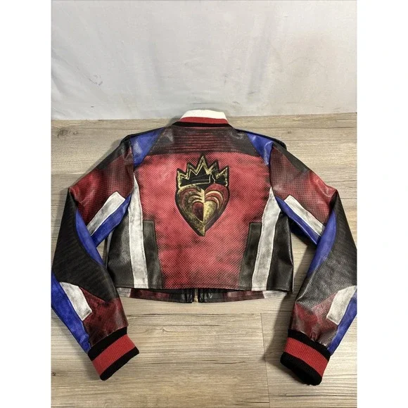 Disney Descendants Evie Costume Jacket Child Size Large 9/10 Faux Leather Moto - Picture 6 of 10